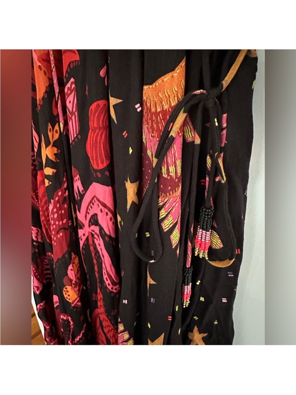 FARM RIO MIXED BLACK PRINTS MAXI DRESS SIZE L - Picture 3 of 4